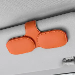 Car Sun Visor Glasses Holder, Premium PU Leather Sun Visor Storage Clip, Sunglasses, Ticket & Card Holder Clip, Car Interior Accessories, Car Storage Organizers