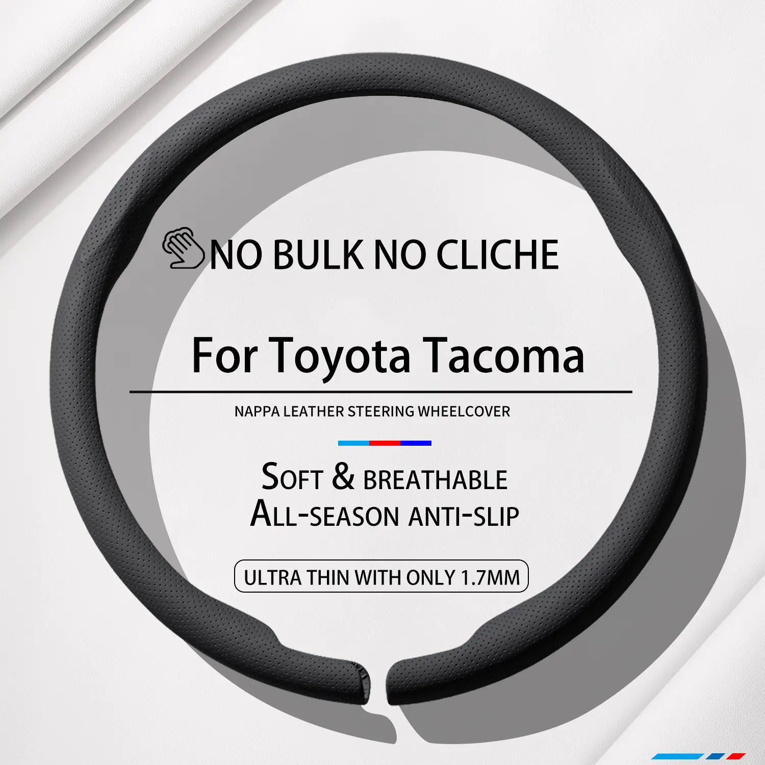 Custom Sport Carbon Fiber Steering Wheel Cover for Toyota Tacoma TRD Truck, 14.5" to 15", Automotive Car Interior Accessories & Decor, Perforated, Easy Installation