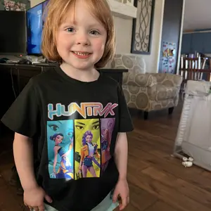 Kpop Hunter Girl Group Cool Girls Portrait Print Short Sleeve Funny Graphic Tee, Comfortable Soft Fabric, Casual Sportswear for Girls, Perfect Gift