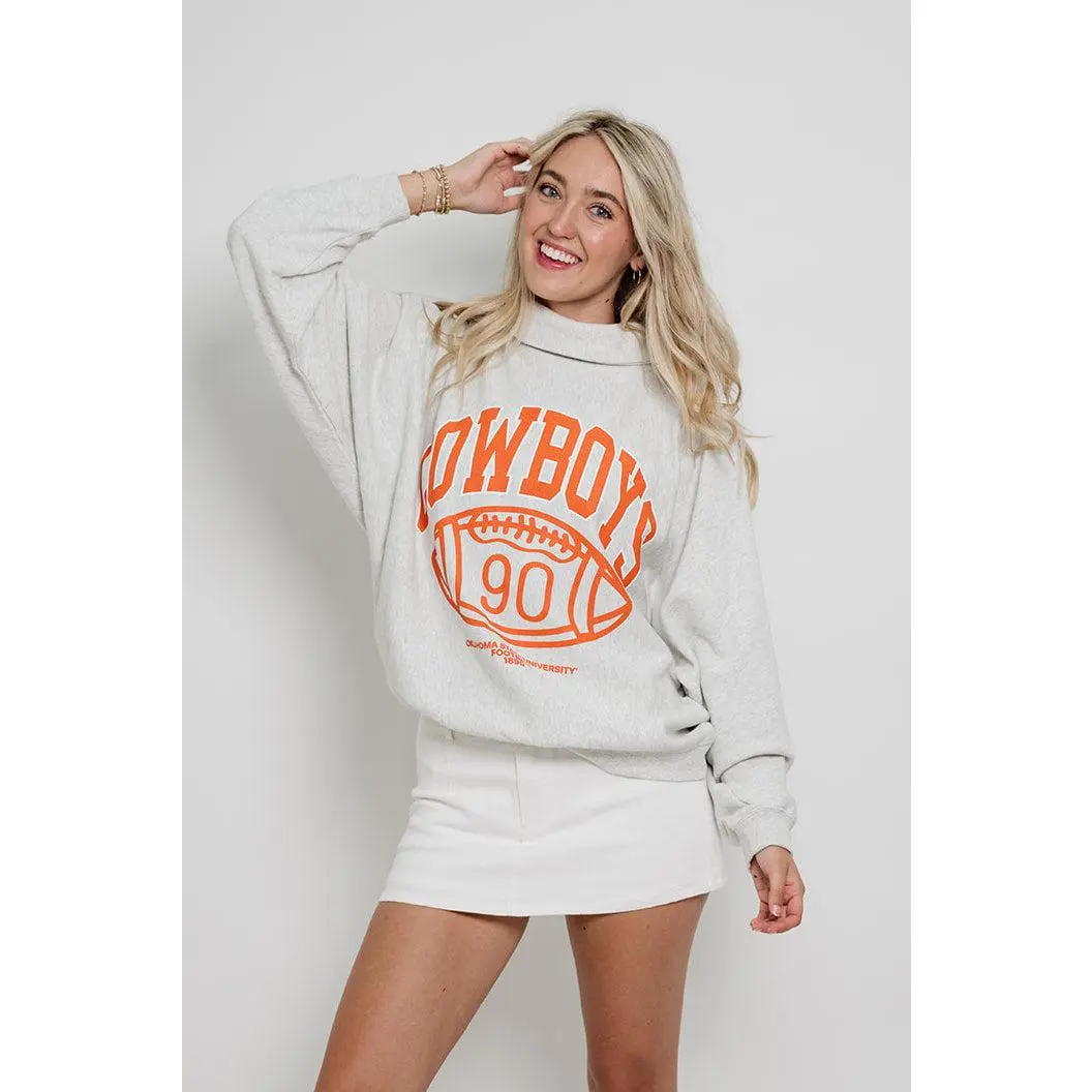 OSU Cowboys Classic Gray Roll Neck Sweatshirt