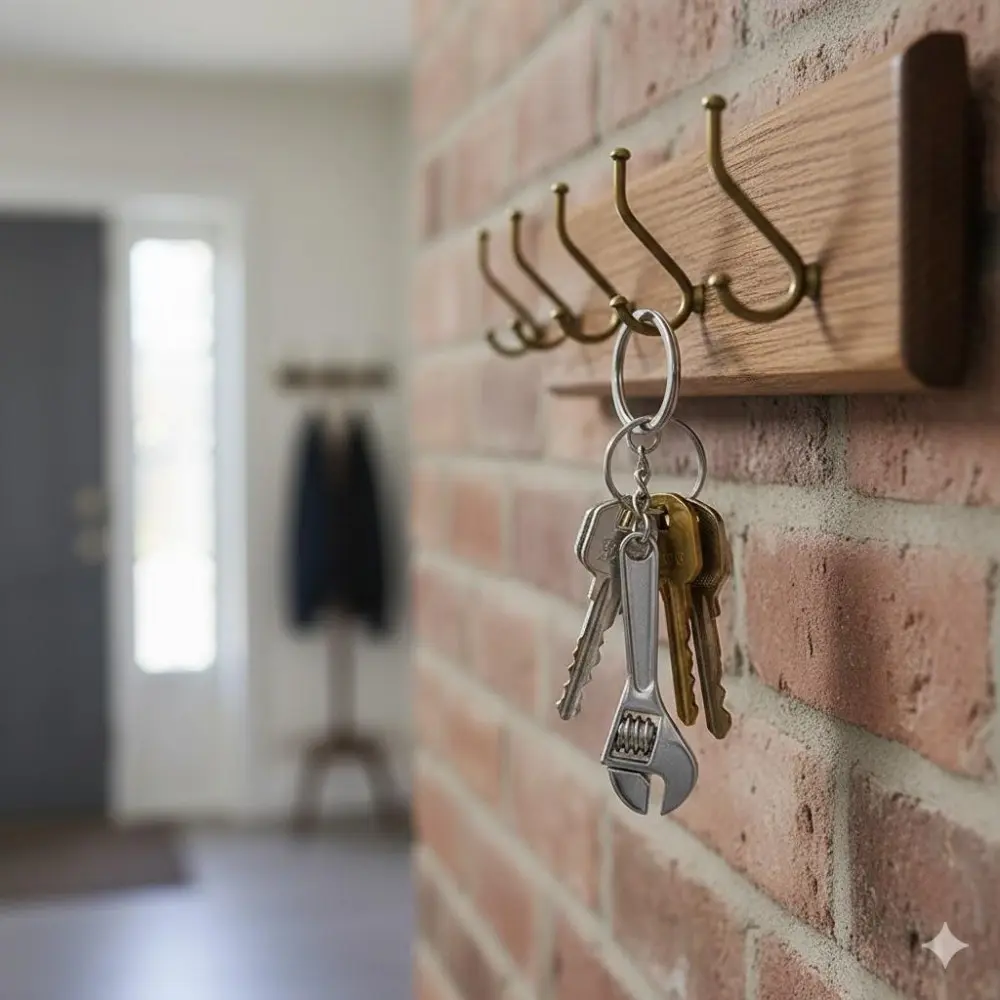 Industrial Style Wrench Keychain, Heavy Duty Metal Key Ring for Car Mechanics, Tools Themed Key Holder for Automotive Enthusiasts, Hardware Inspired Key Accessory, Mechanical Design Keychain for DIY and Repair Lovers.
