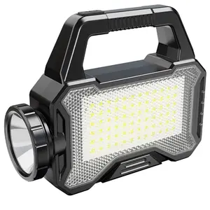 Portable Solar Lantern, Solar Charging Power Bank, Strong Light Searchlight, Outdoor Hand Flashlight with COB Side Light, 1pc