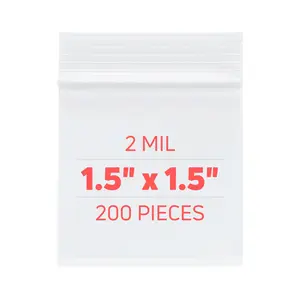 Plastic Resealable Bags, 1.5x1.5 inches, 2mil Thick, 10 Packs of 100-1000 Mini Baggies