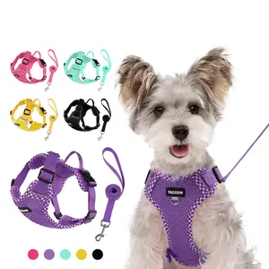Small Medium Dog Harness and Leash Set, Reflective Adjustable Pet Chest Back Strap, Breathable Soft Mesh Vest for Walking, No Pull Harness