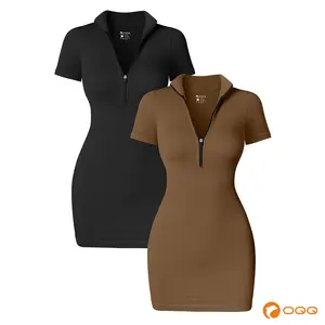 OQQfitness Womenswear Short Dresses Lapel Zip Tight Dresses Stretchy Womenswear Summer Casual Wear#SummerVibes OQQfitness Womenswear Short Dresses Lapel Zip Tight Dresses Stretchy Womenswear Summer Casual Wear#SummerVibes
