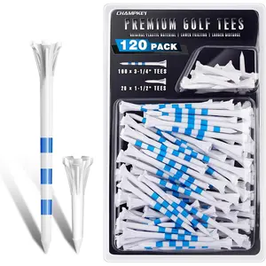 Hardware supplies CHAMPKEY Advanced 5-Prong Plastic Golf Tees 120 or 100 Pack - 50% Ball Contact Surface Optimization with Longer Distance Performance Golf Tees Plastic