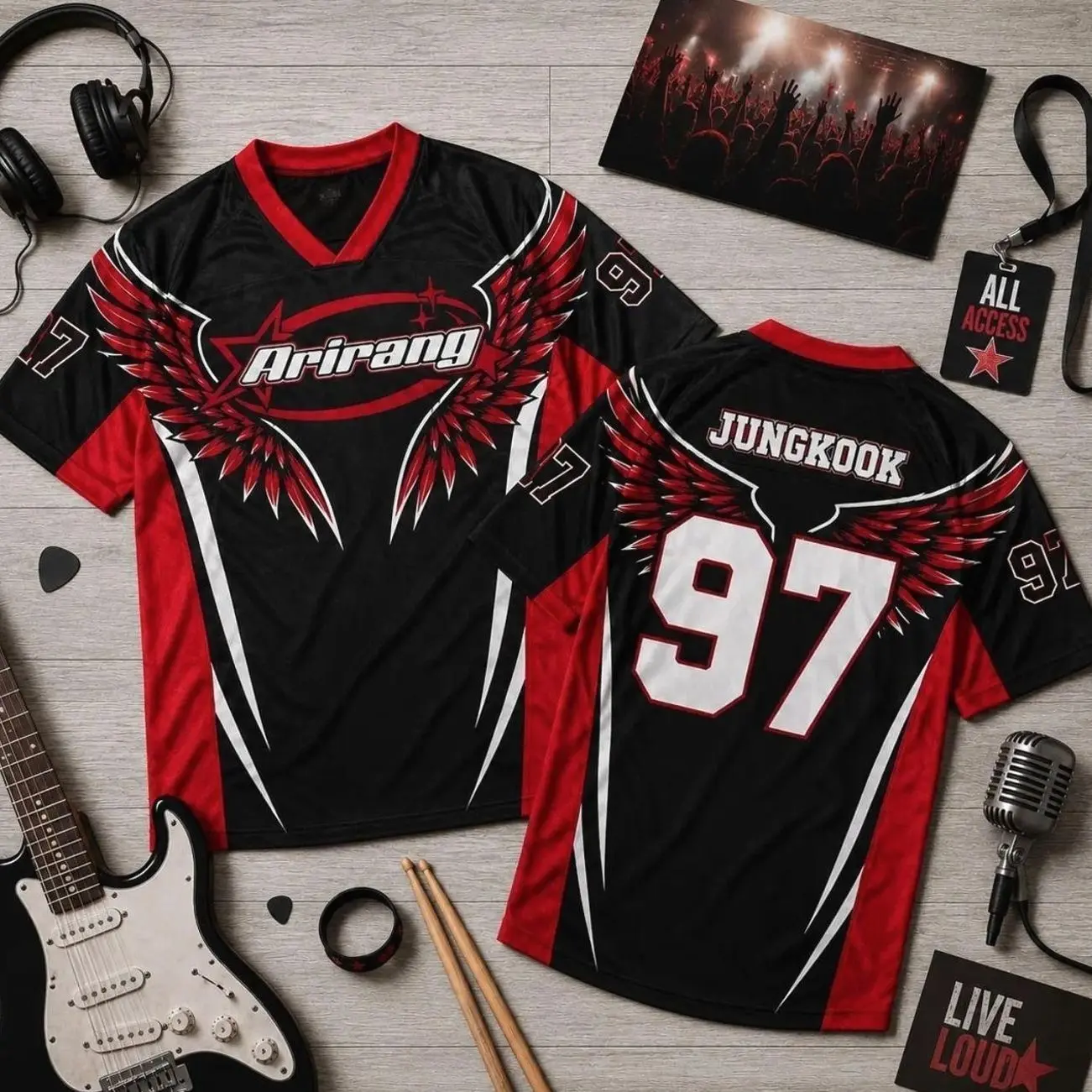 Korean Pop Inspired Football Jersey, Personalized Name Number Sports Shirt, Music Festival Fan Jersey, Unisex Custom Gift SG8 JY2