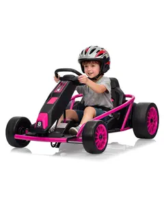 24V Kids Go Kart Dual 300W Motors 8MPH Drifting Car 155LBS Capacity Slow Start Music Horn White Racing Toy for Ages 8+-B
