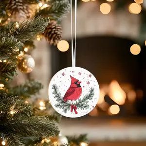 Cardinal Art Sympathy Gift Ceramic Keepsake Rustic Christmas Decor Nature-Inspired Ornament Red Cardinal Christmas Wildlife Ornament Handcrafted Ceramic Ornament