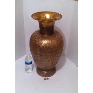 Vintage Big Heavy Duty Brass Etched Copper Vase, Intricate Artwork Design, 21 x 12 and It's 18 Pounds, Really Big Nice Home Decor, Quality