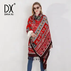 DANA XU 100% Merino Wool Extra Large Pashmina Blanket Travel chunky Scarf Soft Cashmere Shawl Wrap for Women Winter Oversize Floral Women's Fashion