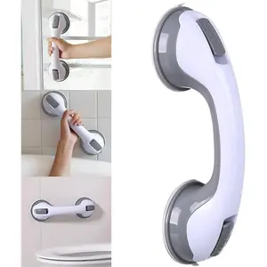 No-Slip Bathroom Safety Bar - 12 Inch Instant Install Shower Grab Bar with Suction Cups for Tile/Glass, Assist Handle for Elderly, Handicap & Shower Chair (2 Pack)