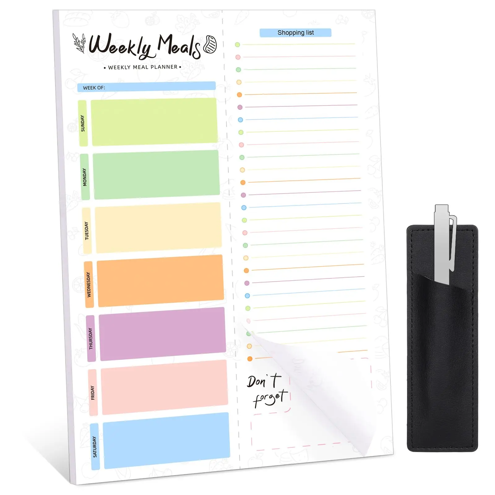 Magnetic Weekly Meal Planner - 7x10'', 60 Sheets, Tear-Off Shopping List for Streamlined Meal Prep
