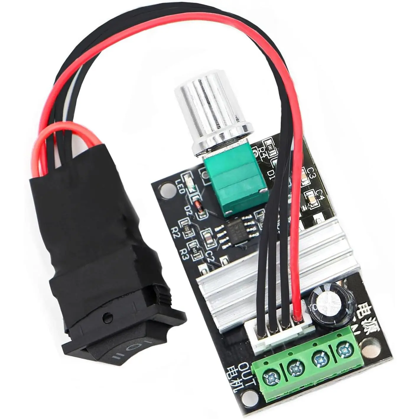 DC Motor Speed Controller with 3A High-Quality Circuit Board, 6V/12V/24V/28V 80W PWM Adjustable Speed, Clockwise/Counterclockwise Reversal Switch, 1203BB Driver for DC Power Supply Fans, Fish Tank Oxygen Pumps, High-Quality Circuit Boards