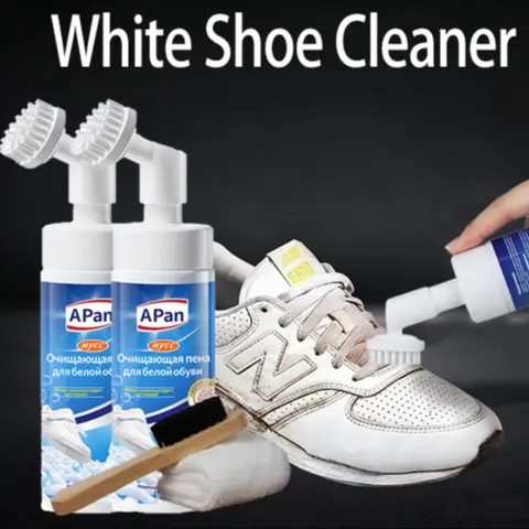 2pcs Shoe Cleaner Liquid, Quick Foam Release, Effective Cleaning, Upgraded Design with Brush Head, Includes Free Brush & Towel, Sneaker Cleaning Kit, Footwear Cleaner