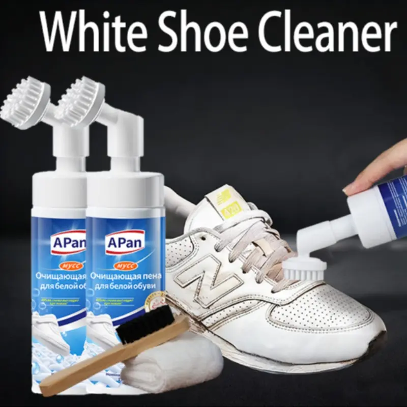 2pcs Shoe Cleaner Liquid, Quick Foam Release, Effective Cleaning, Upgraded Design with Brush Head, Includes Free Brush & Towel, Sneaker Cleaning Kit, Footwear Cleaner