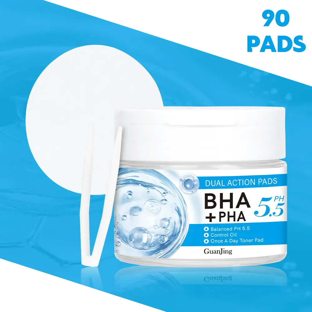 BHA + PHA Toner Pads (90 Count) with Hyaluronic Acid, Centella, Peony, Glycerin Gel Moisturizer – Facial Pads to Hydrate Dry Skin for Glowing, Cica-Infused Natural Care