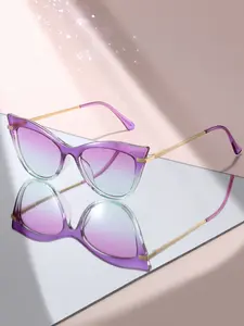 Stylish Gradient Lens Cat Eye Sunglasses, Metal Thin Legs Streetwear Shades, New Arrival Trendy Eyewear for Women, Y2K Sweet Cool Style