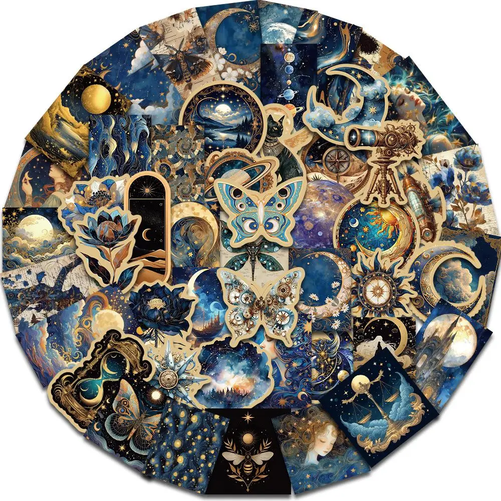 Stellar Theme Sticker, 50pcs/set Creative Sticker, DIY Decorative Sticker for Phone Case, Computer, Guitar, Bag, Water Cup, Scrapbook