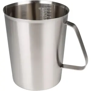 Measuring Cup, Stainless Steel Measuring Cups (64OZ/2 Liter- 8 Cup), Heavy-Duty Frothing Pitcher, Milk Frothing Pitcher Milk Frother Cup with Marking with Handle for Espresso Machines, Latte Art