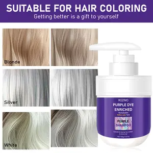 ROZINO Purple Dye Enriched Shampoo for Blonde Silver & Gray Hair Neutralizes Brassiness Enhances Color Deeply Nourishing Hydrating Protects Against Damage