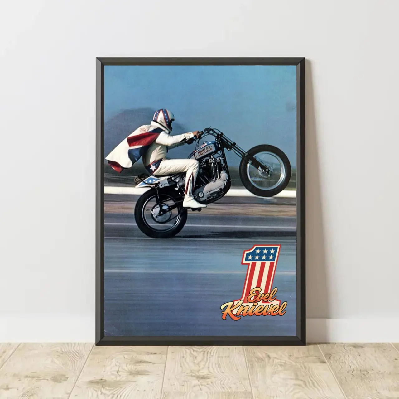 [NO FRAME] Evel Knievel Motorcycle Poster, Live Hard Ride Fast Wall Art, American Stunt Rider Decor Home, Biker Gift