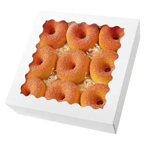 8x8x2.5 Inch White Pastry Box With Window Donut Pie Boxes 12pcs Bakery Box