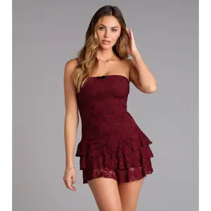Crush On You Lace Ruffle Romper