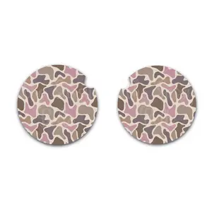 Pink Duck Camo, Old School Camo Car Coasters Set of Two, Car Cup Holder, Interior Car Accessories, Soft Neoprene Material