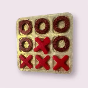 Handmade Resin Red and White Tic Tac Toe Board - Unique Pieces, Vibrant Look, Ages Above 12 Kids & Family Board Game for Toys & Hobbies