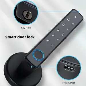 Smart Fingerprint Door Lock, 5-in-1 Fingerprint Door Lock, Biometric Door Lock, Smart Combination Lock, Digital Lock, Easy To Install Door Handle for Bedroom, Graffiti APP Control