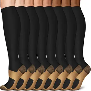 Copper Compression Socks  Men & Women 8 Pack 15-20mmHg - Knee High Stockings Best Support  Running Athletic