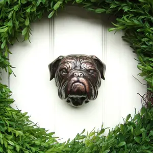 Bulldog Door Knocker by Michael Healy - Solid Aluminum, Handcrafted, Easy Install