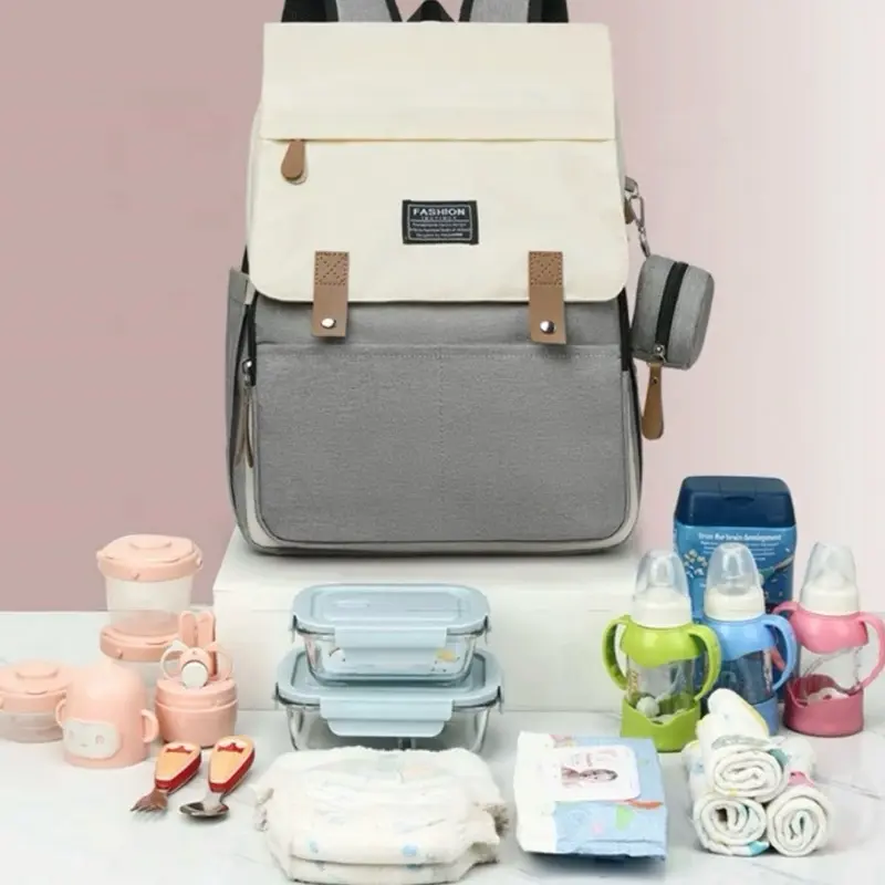 Multifunction Baby Diaper Bag Backpack | Large Capacity + Insulated Bottle Pockets + Waterproof.   Mochila Pañalera Multifuncional para Bebé | Gran Capacidad + Bolsillos Térmicos + Impermeable