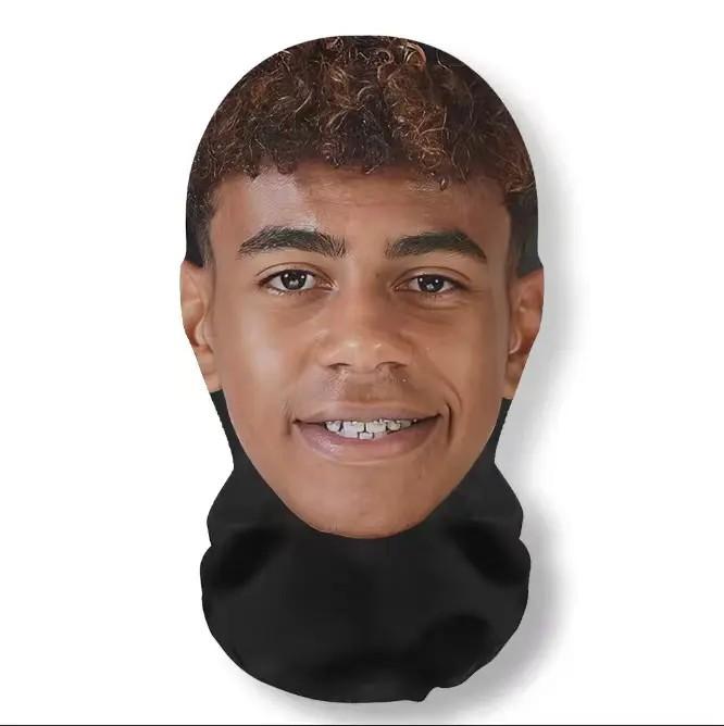 Full Face Mesh Mask with Realistic Print, Comfortable & Silly Wearable for Mask Cosplay, Stretchable Costume Accessories for Soccer Fans, Gift, Halloween, Party, Party Face Masks