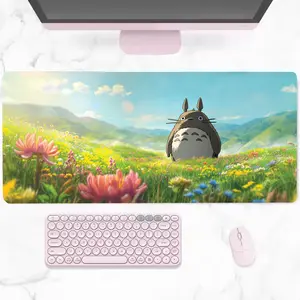 [Sale Up To 50%] Ghibli Totoro Flower Meadow Mouse Pad Desk Mat Small-2XL