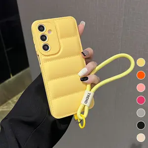 Phone Case For Samsung A17 A07 A26 A36 A56 A54 A55 A06 A16 A05s A14 A15 A24 A25 A34 A35 5G Down Jacket Case With Chain