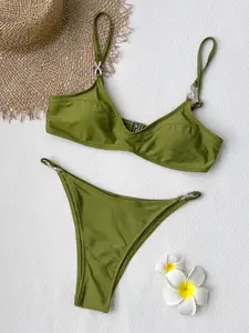 2026 new solid-color women’s sporty mini bikini two-piece set—fashionable, casual camisole two-piece swimsuit for vacations, beachwear, and hot springs