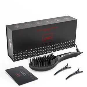 Hair Straightener Brush, Ceramic Ionic Straightening Iron Comb Anti-Scald, Best Soft Round Touch Body, Perfect for Professional Salon at Home, Gift Style heated comb straightener brush