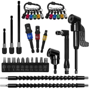 33Pcs Bit Extensions Set-2 Pcs 105Right Angle Bit, Adapter Set, Bendable Bit Extension, Screwdriver Bit Kit