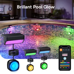 [Save $5 on Multi-Packs] Linkind Solar Pool Lights with RGBW APP Control,IP68 Waterproof LED Light for Above Ground Pool,Poolside Smart Pool Light,Smart Solar Pool Lights Inground for Garden, Pond, Patio, Summer Vibes