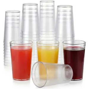 48 Pack Reusable Drinking, Stackable Drink Tumblers, 8.5 oz Frosted Cups for Restaurant,,, Wedding & Cafe Supplies (Clear)