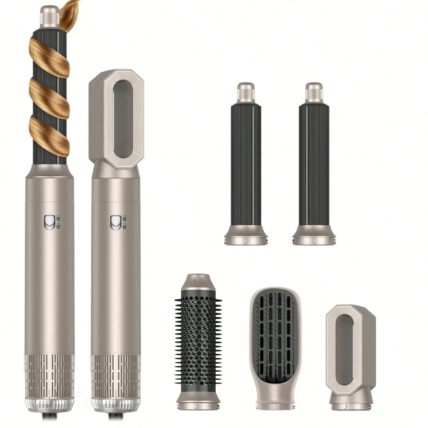 5 In 1 Hot Air Comb Set, Hair Styling Tools, Curling Iron, Hair Dryer, Straightening Comb, Fast Drying Curling Hair, Portable For Travel, Holiday Gift