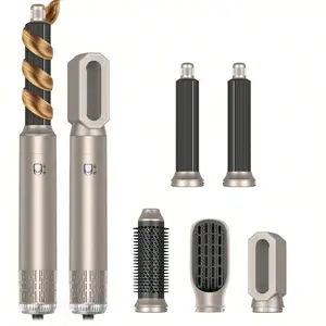 5 In 1 Hot Air Comb Set, Premium Appearance, Curling Iron, Hair Dryer, Straightening Comb, Fast Drying Curling Hair, Portable For Travel, Holiday Gift, Hair Straightening Brush