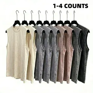 Vintage Washed Cotton Muscle Tank - Premium Distressed Sleeveless Tee for Men & Women, Trendy Acid Wash Summer Vest, 1-4 Pack Bundle, Sizes S-3XL, Streetwear Essential, Soft & Breathable Durable Fabric.