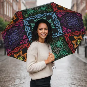 Kaleidoscope Mandala Umbrella - Windproof Foldable | Vibrant Gift