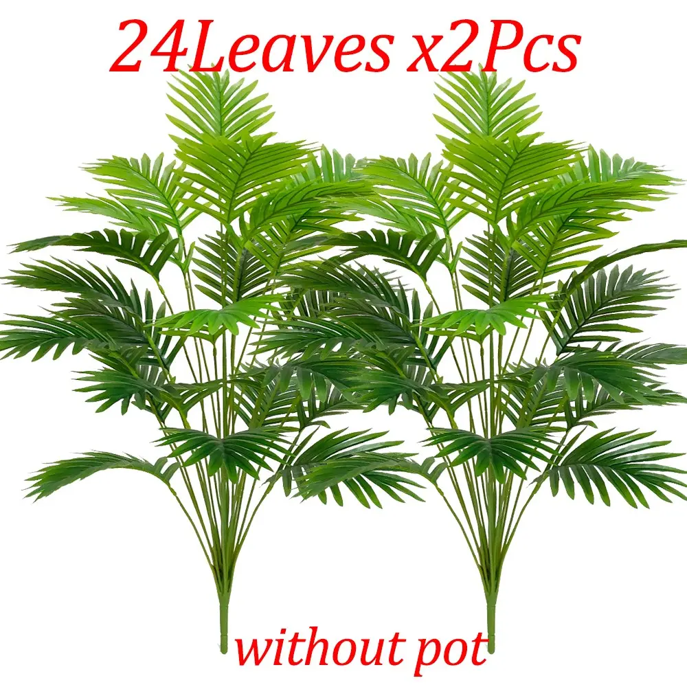 2 Pcs High-End Artificial Areca Palm, 24 Plastic Leaf Indoor/outdoor Decor, Artificial Plants, Fake Palm Plant, Fake Plant Decoration, Perfect for Home Office, Weddings, Holidays, Year-Round Use, Faux Areca Plant