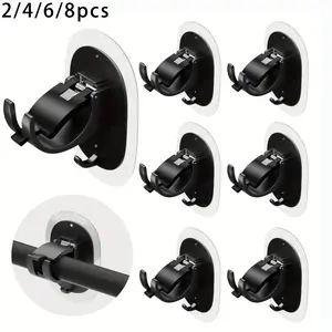 No-Drill Curtain Rod Holder, Self-Adhesive Adjustable Curtain Rod Hook, Nail-Free Curtain Hanging Bar for Bathroom Kitchen Renting, Shower Curtain Rod, Bathroom Accessory