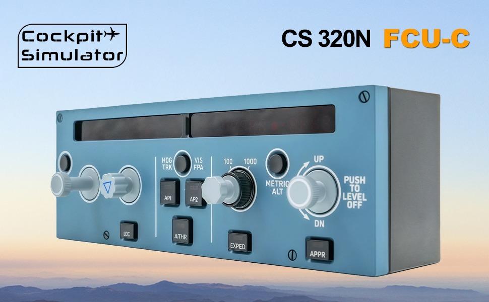 Cockpit Simulator 320 Series FCU-C, 1:1 Scale Flight Simulator Training-Inspired Control Panel, Metal Construction, USB Plug & Play, PC Compatible
