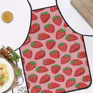 Sweet Strawberry Print Apron, Kitchen Oil-Proof Waterproof Waistcoat, Girl Heart Baking Cooking Coverall, Kitchen Cooking Aprons, 1pc